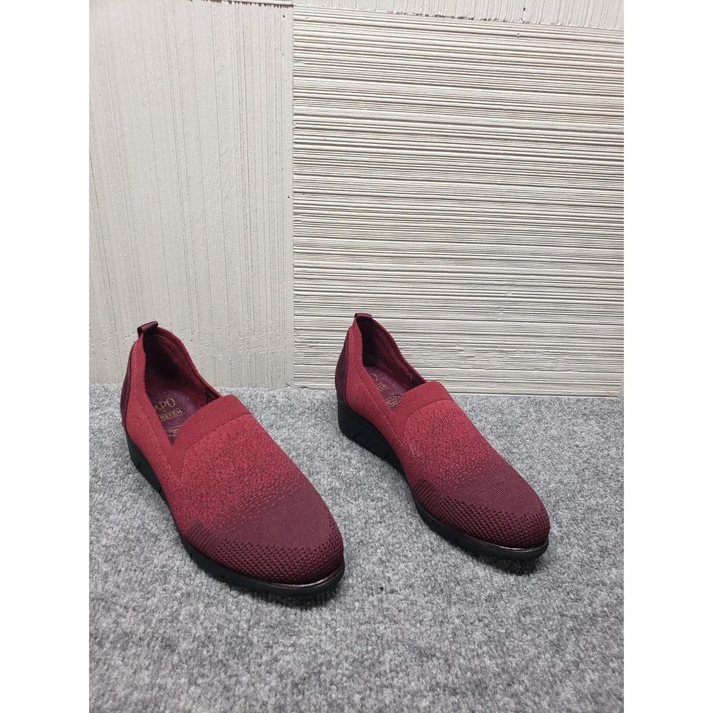 Impo Glenmory Women Shoes 9M Burgundy Stretch Comfort Wedge Pump Pull On Outdoor